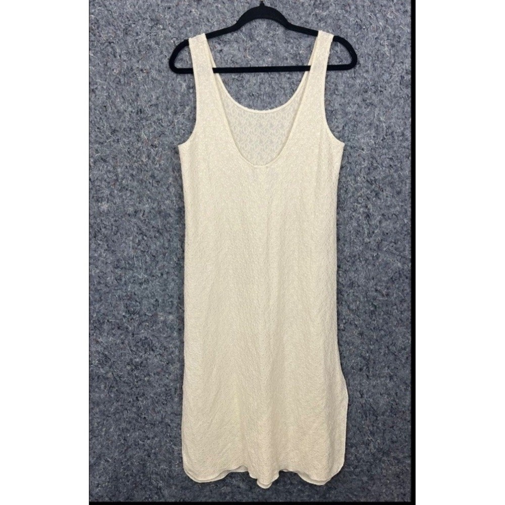 Vintage Ivory Lace Overlay Medium Sheath Dress Maxi Sleeveless Scoop Back - Picture 4 of 12
